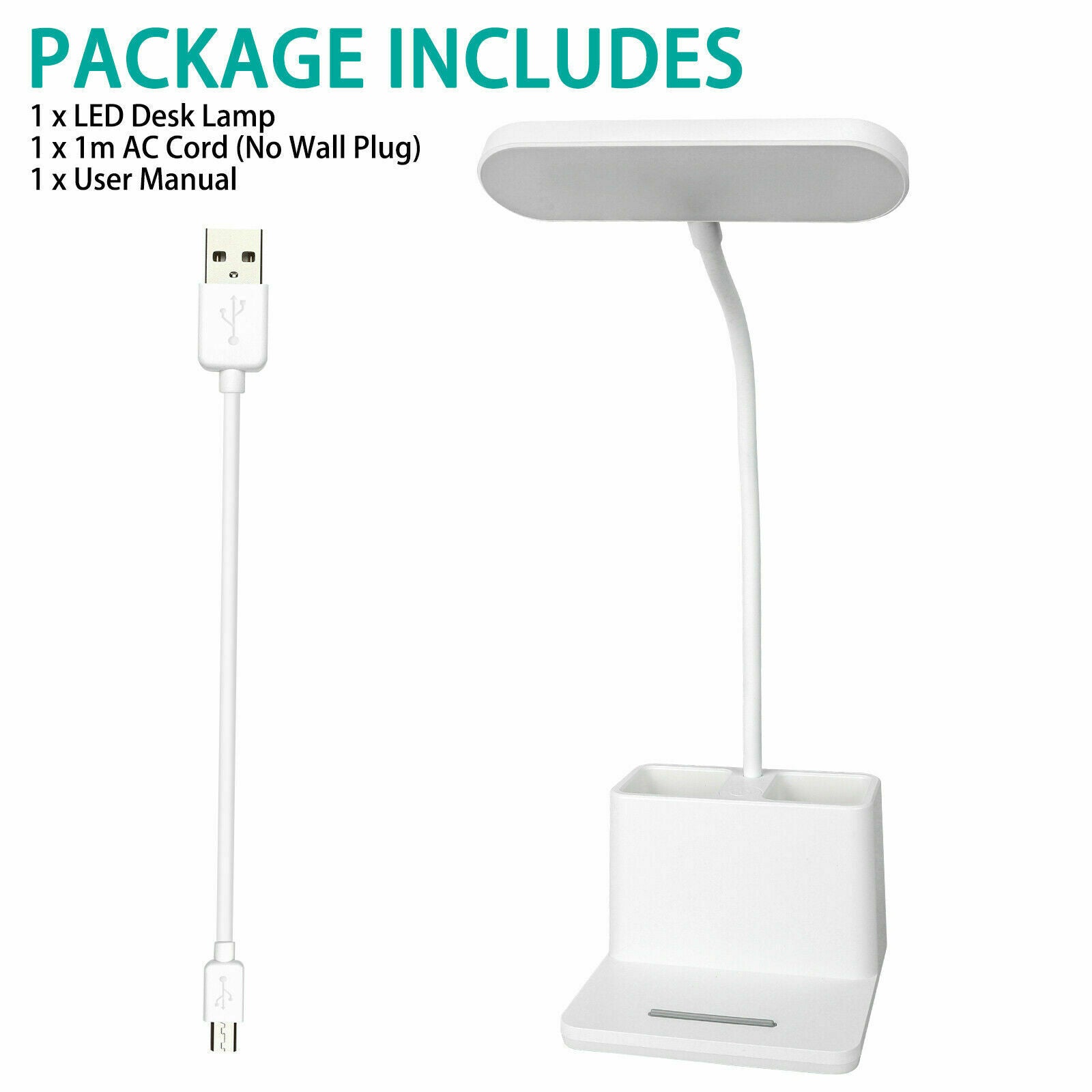 Dimmable LED Desk Light Table Beside Reading Lamp Touch Control USB Rechargeable