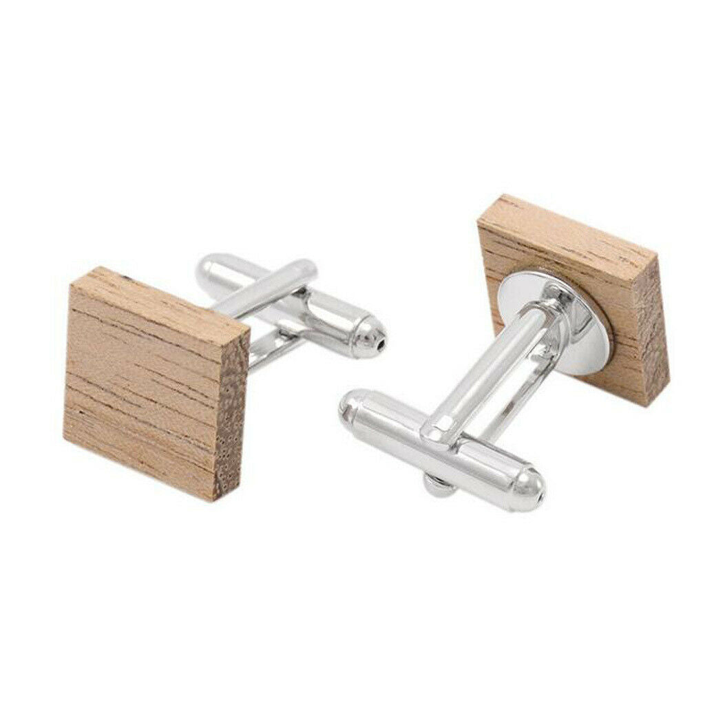 Men's Classic Wooden Square Cufflinks Wedding Party Favor Groom Cuff Link