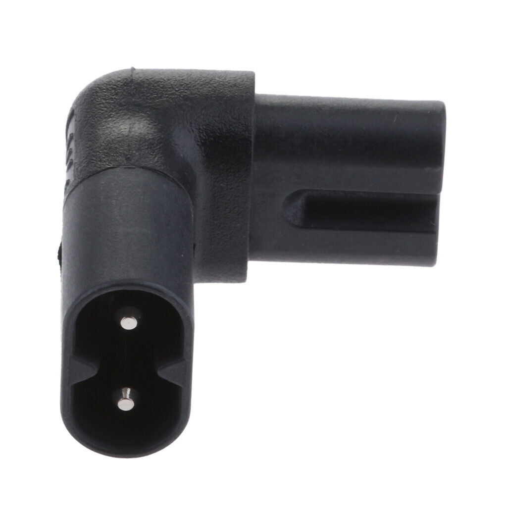 IEC320 C8 to C7 90 degree upward angled right angle AC power adapter.
