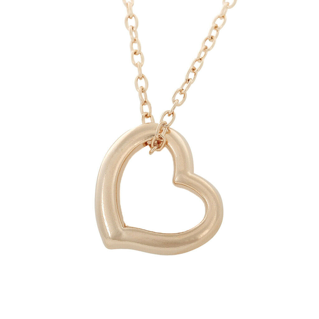 Pendant Chain Necklace Chic Simple Hollow Heart Pendant Zinc Alloy Golden