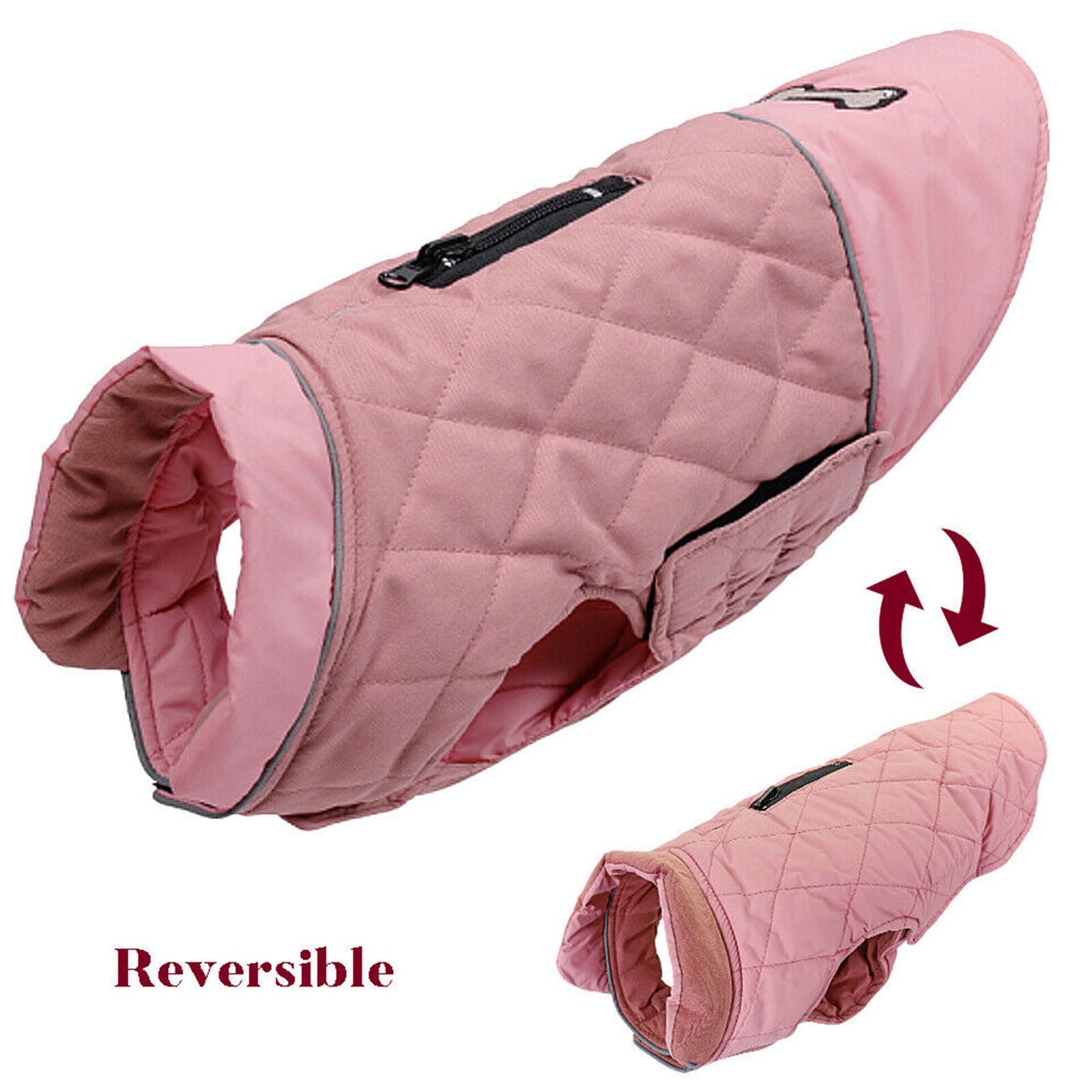 Small Dog Coat for Winter Waterproof Pet Clothes Medium Reflective Jacket Pink