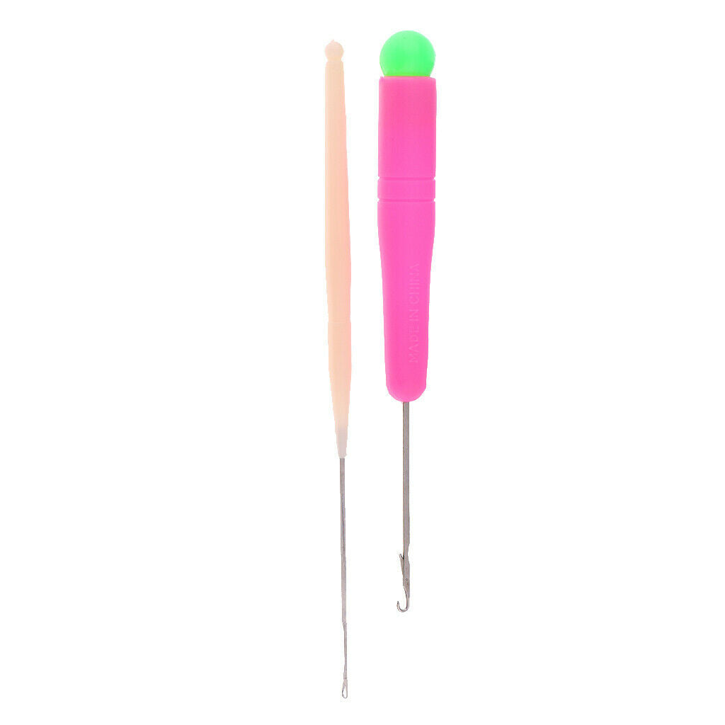 2x Latch Hook Crochet Weaving Needle Hair Extension Knitting Interlock Tools
