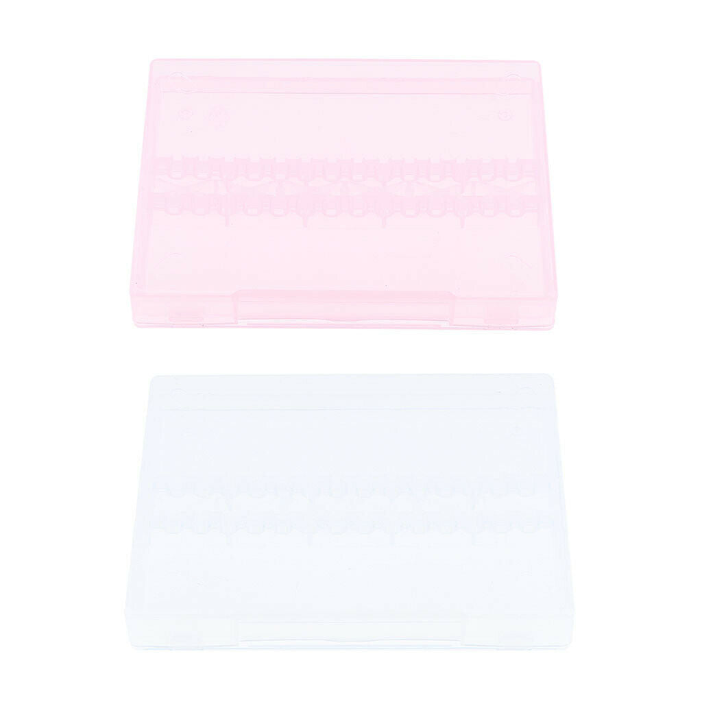 2pcs Nail Art Drill Bit Holder Stand Polishing Bit Organizer Box Case Clear