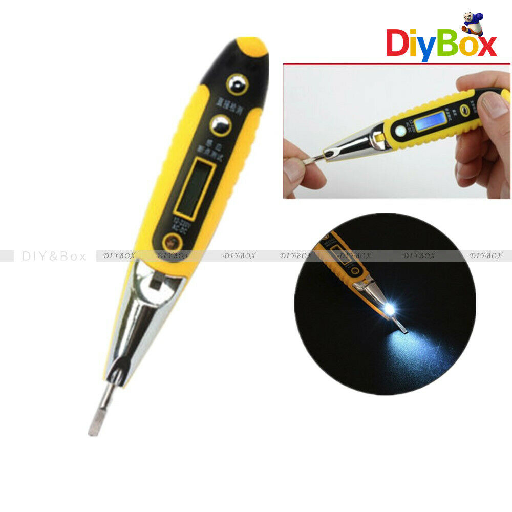 AC DC Non-Contact LCD Electric Test Pen Voltage Detector Tester 12~250V W/ Light