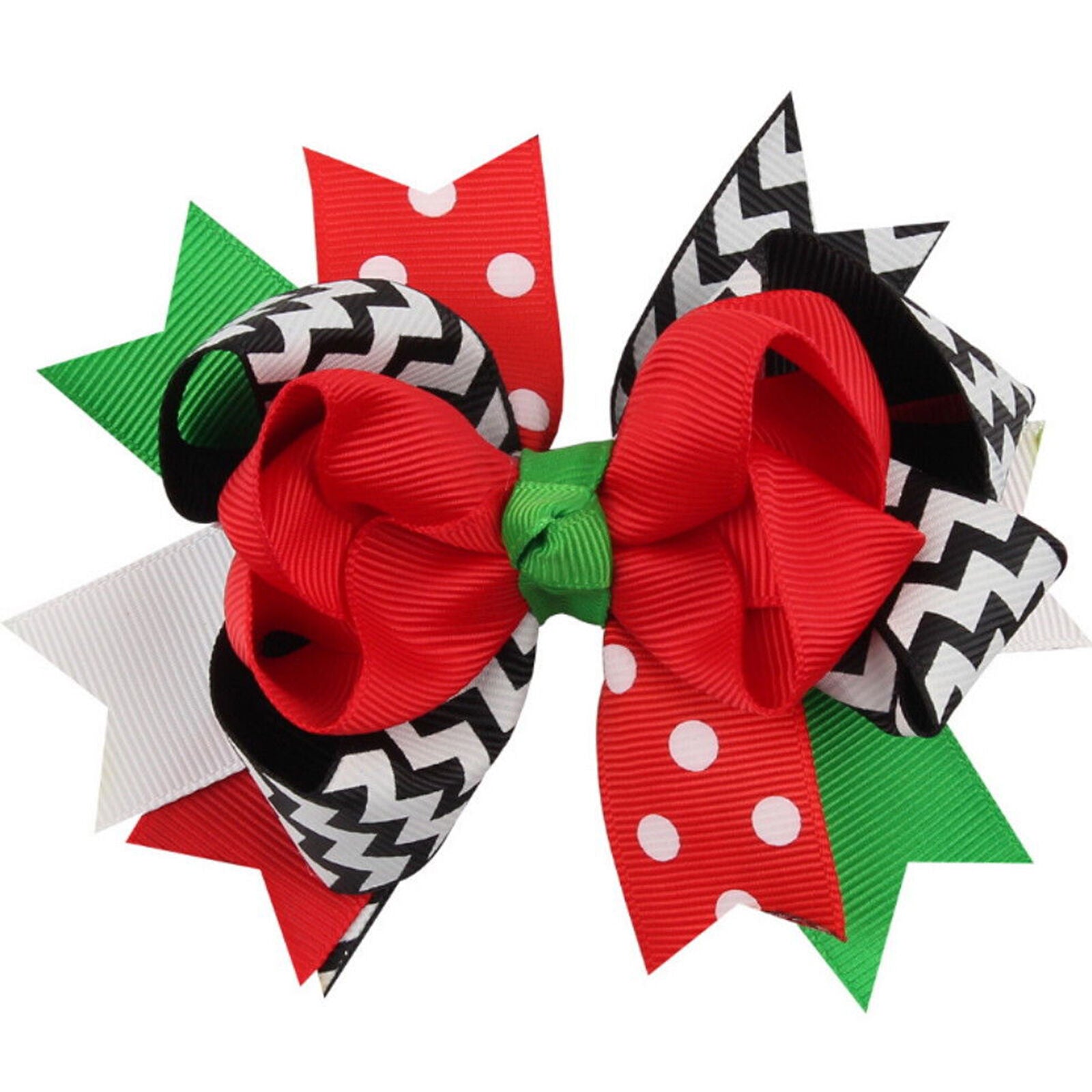 9Pcs x Girl Hair Bows Clip Girl Christmas Holiday Snowflake Ribbon Hairpin Gifts