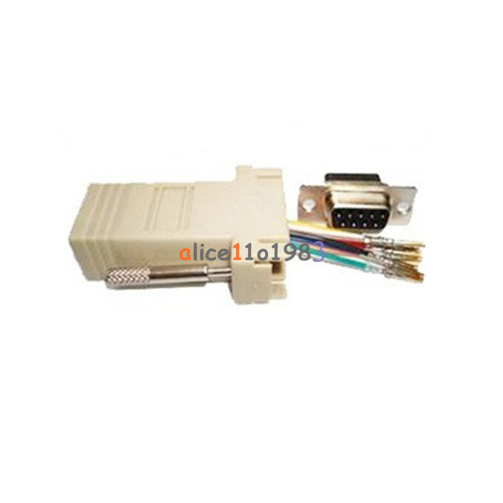 RS232 DB9 Male/Female Plug Connector RJ45 Female Buchse Ethernet Adapter