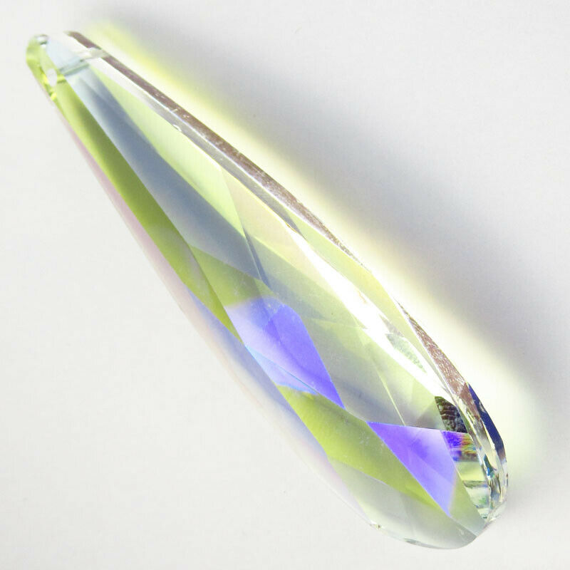 2Pcs 75x21x16mm Faceted AB White Rainbow Titanium Crystal Teardrop Pendant 228SJ