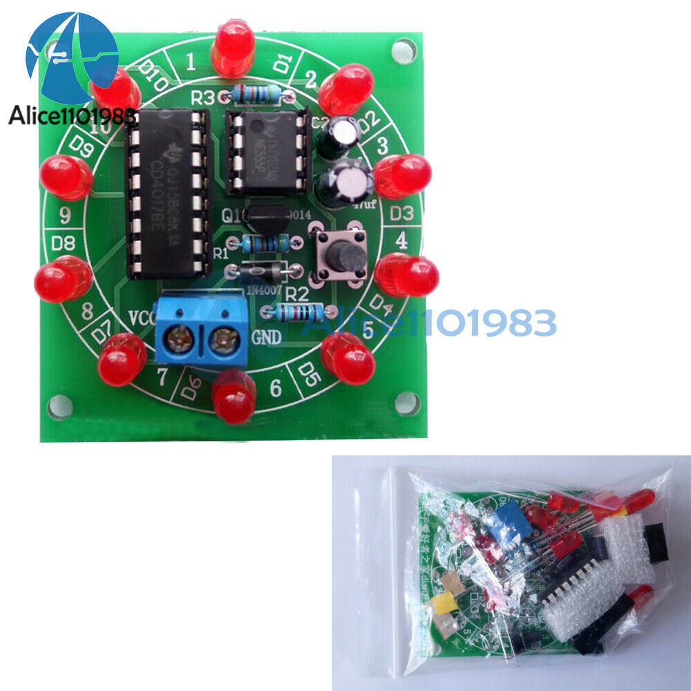 NE555 CD4017 Wheel Of Fortune Electronic Lucky Rotary Suite Component DIY Kit