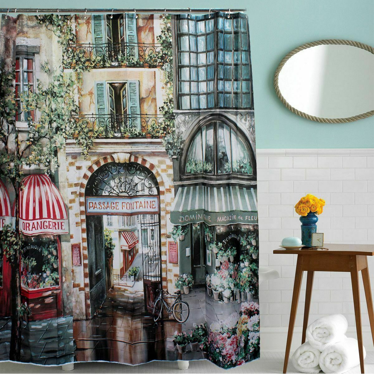 Shower Curtain with Hooks - 71 x 71 Inch, Colorful