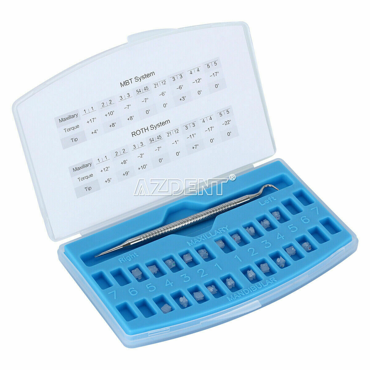 2 X Dental Ortho Ceramic Brackets Self Ligating Braces Roth 022 Hooks 345+Tool