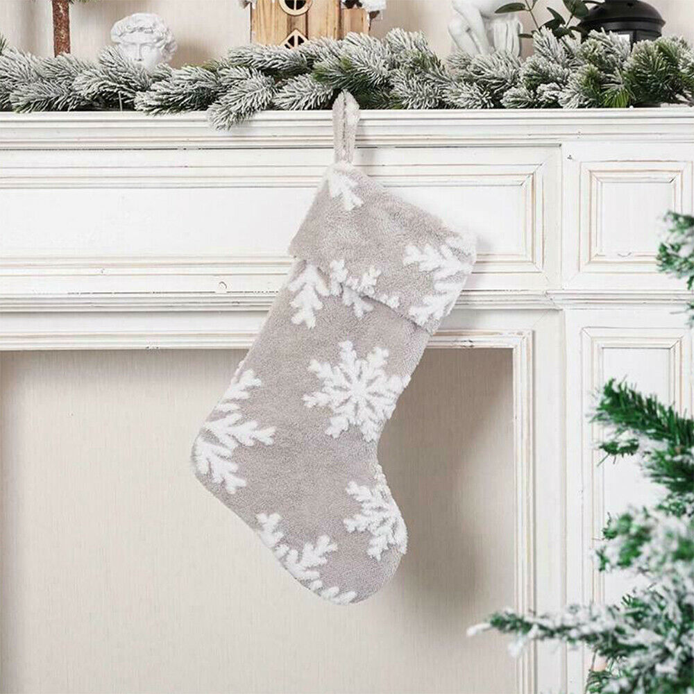 Christmas Snowflake Stockings Xmas Sock Candy Gift Bag Christmas Tree Decoration