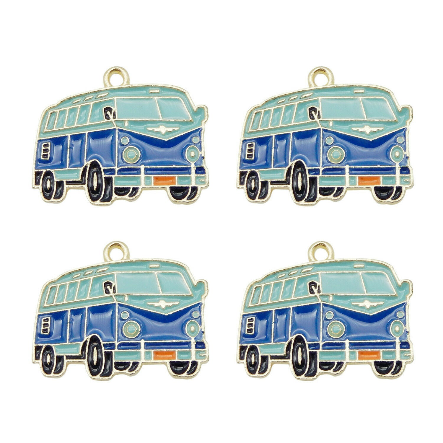 Wholesale Enamel Colorful School Buses Pendant Charms for Necklace Bracelet 6pcs