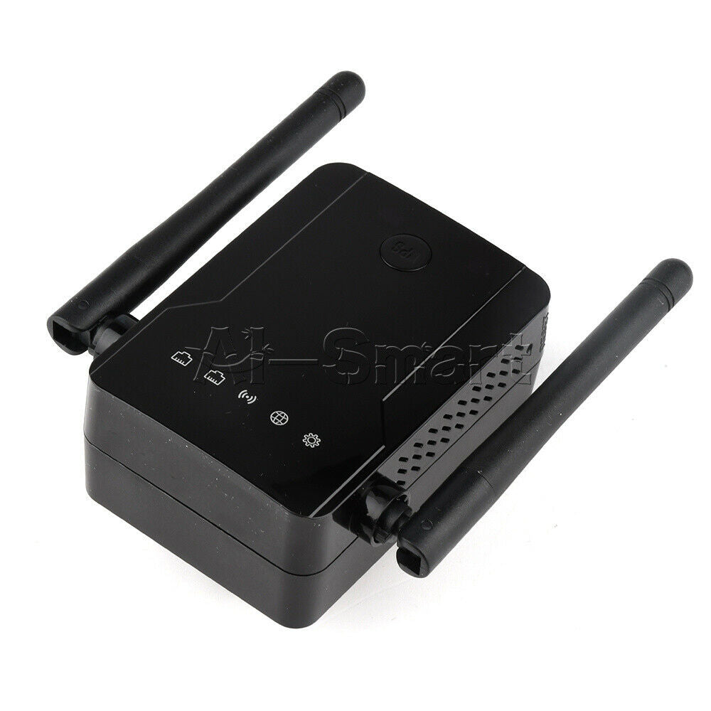 Wireless Wifi Repeater Smart Router Dual Antenna 300M AC110-240V 2.4Ghz NEW