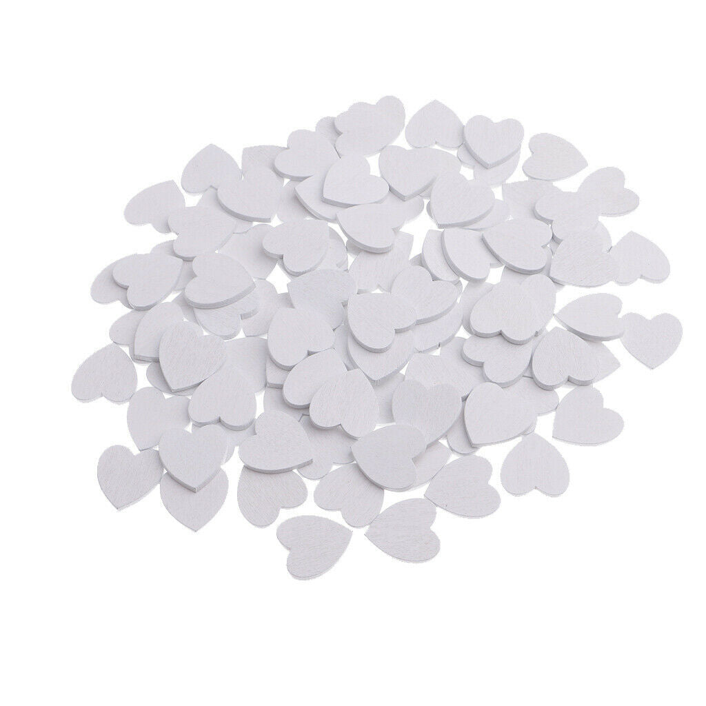 100 Pieces White Wooden Slice, Unpainted, Blank Love Heart Embellishments,