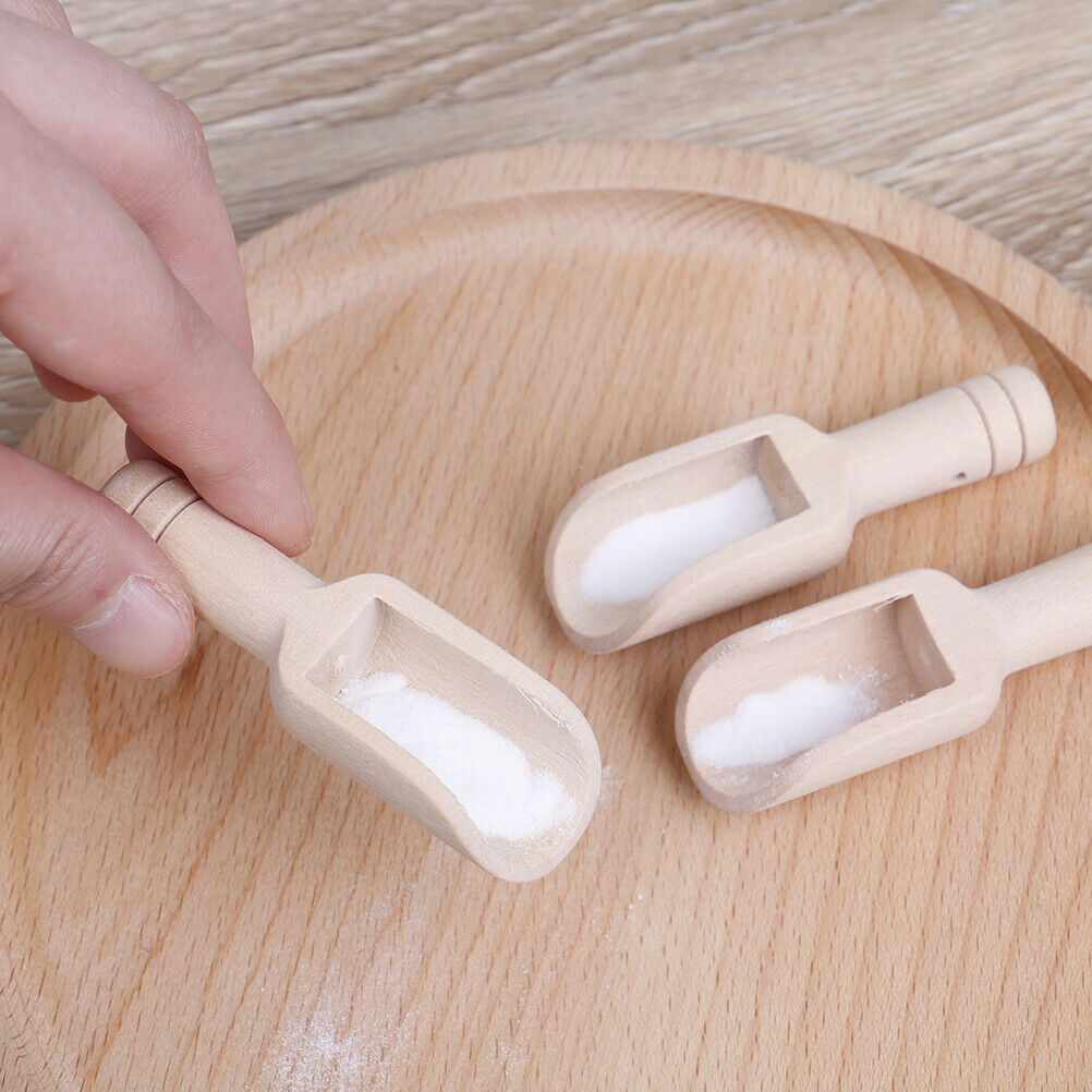 3pcs Mini Wooden Scoops Bath Salt Spoon Candy Flour Spoon Kitchen Utensils.l8