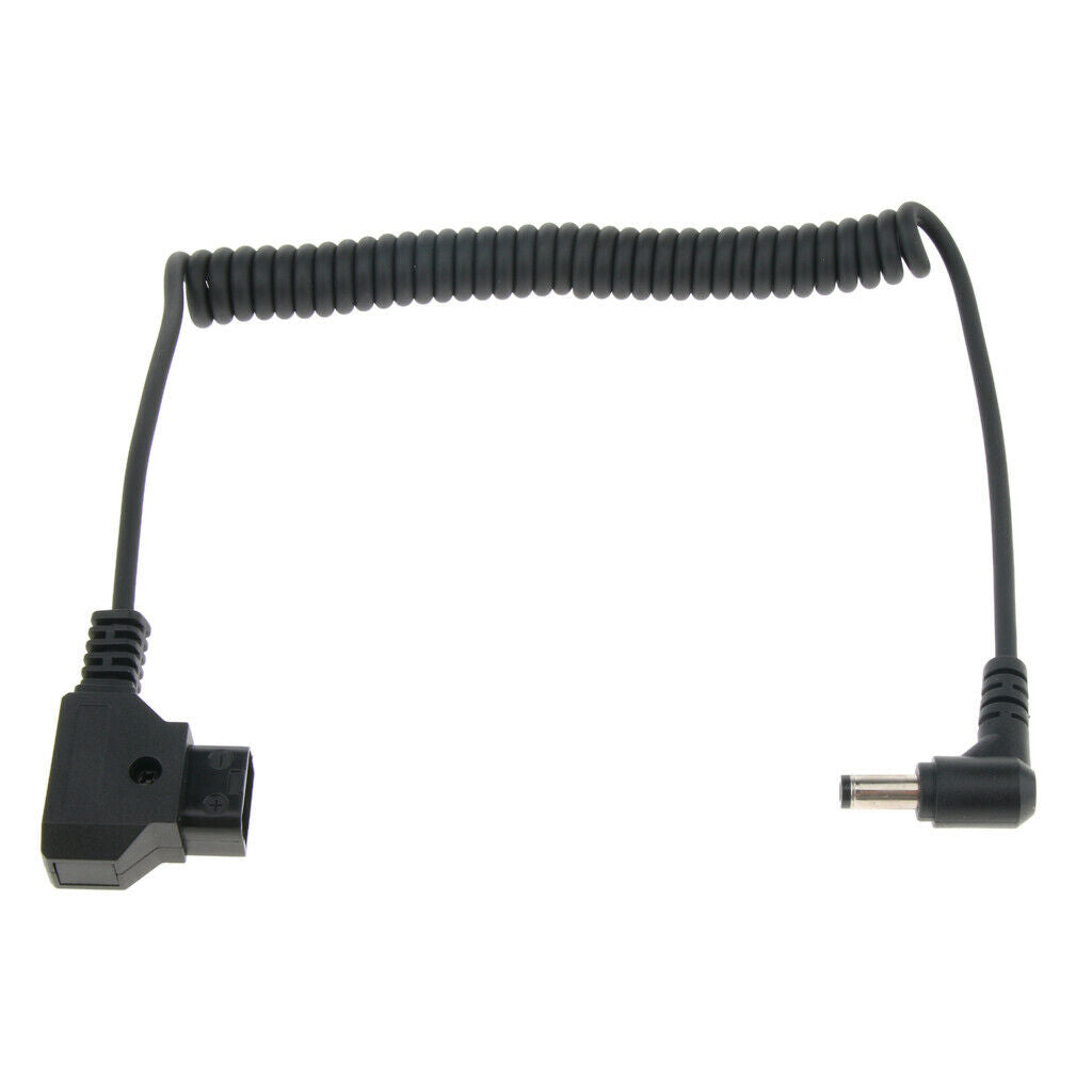 Coiled Power Supply Cable DC Plug 2.5x5.5mm Right Angle to D-Tap Connector