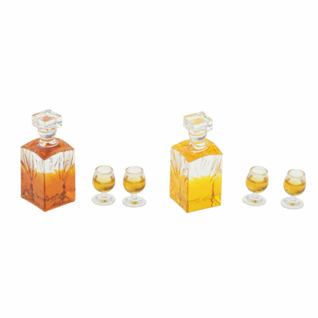 1/12 Scale Mini Cabinet Counter Liquor Wine Bottle Drinking Cup Accessories