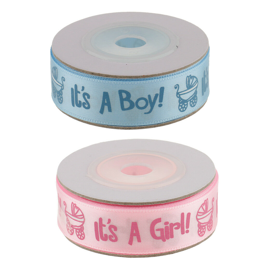 2 Rolls 20yd Boy Girl Baby Shower Satin Ribbon Gift Wrapping Decoration DIY
