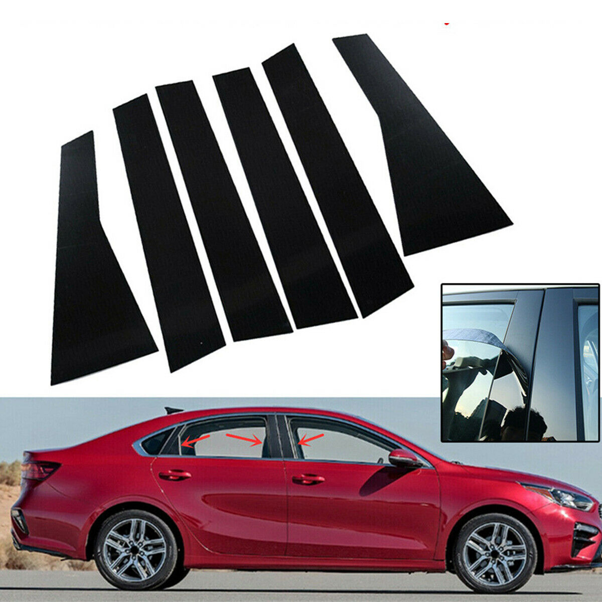 6Pieces Vehicle Stylish Left And Right Window Cover Trim For Kia Forte 2019-2021