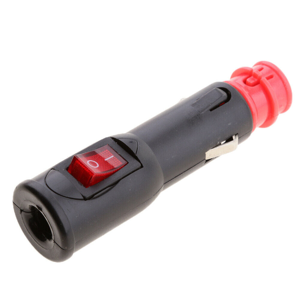 Heavy duty 12V plug cigarette lighter adapter power supply with switch.
