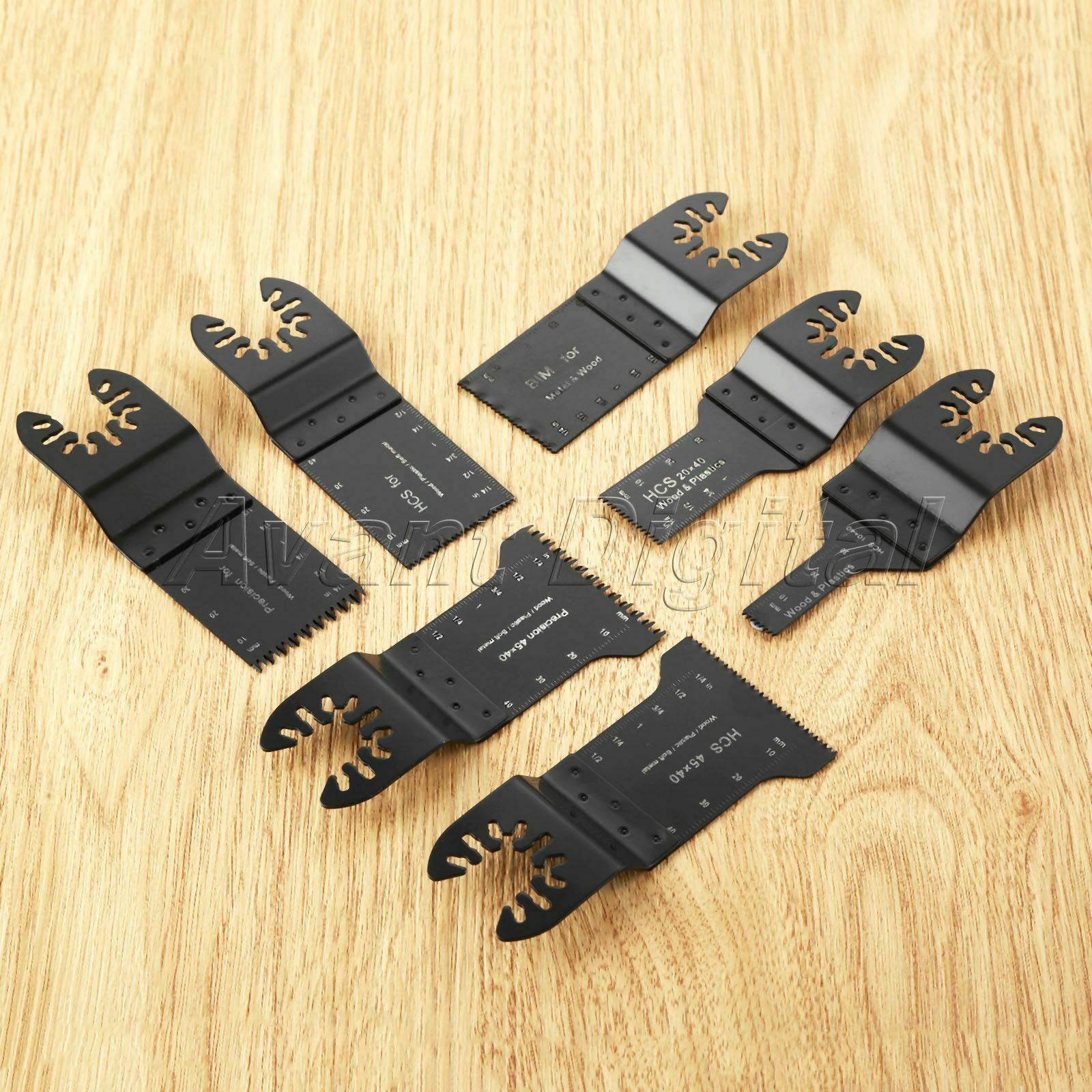 7x Oscillating Multi Tool HCS Precision E-cut Bi-metal Saw Blades Cutting Cutter