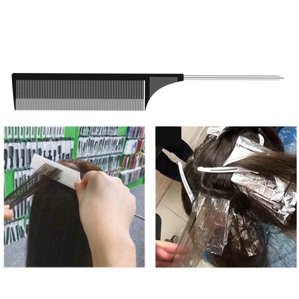 6 Pieces Professional Hair Comb with Foil for Professional Salon Tiles Black