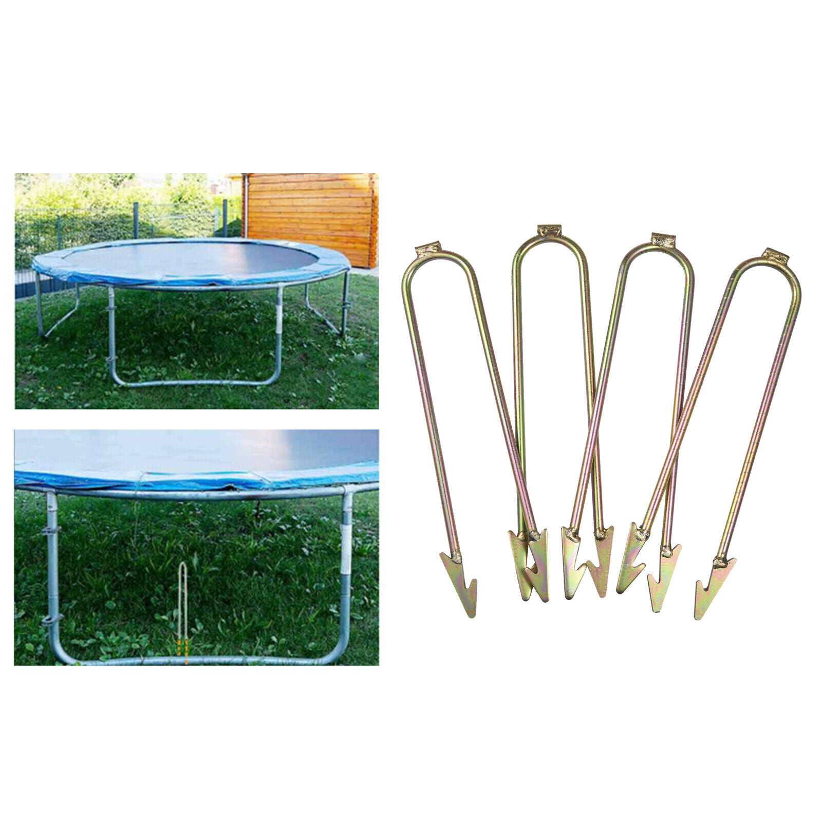 4Pcs Metal U-Shaped Wind Stakes Ground Anchors for Trampolines Professional