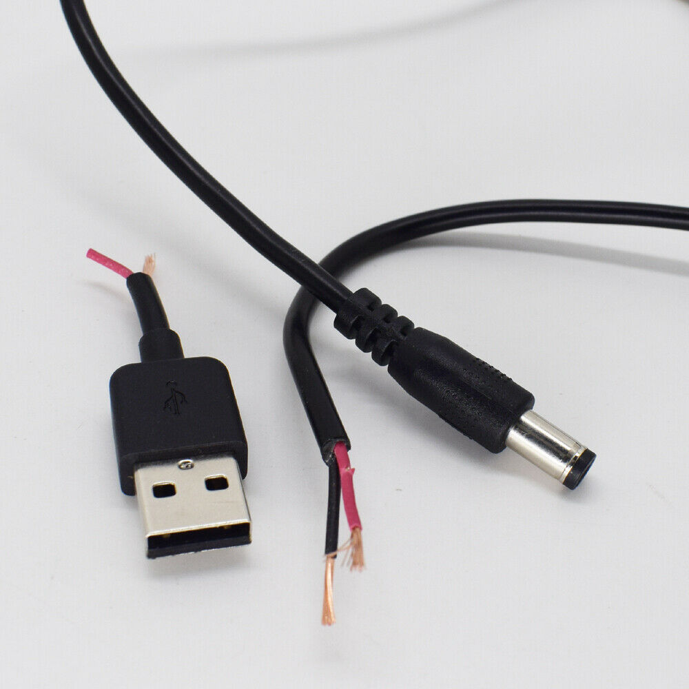 50pcs 1M/3.3FT USB 2.0 Male to 5.5x2.1mm Male 20AWG DC Power Charger Cable