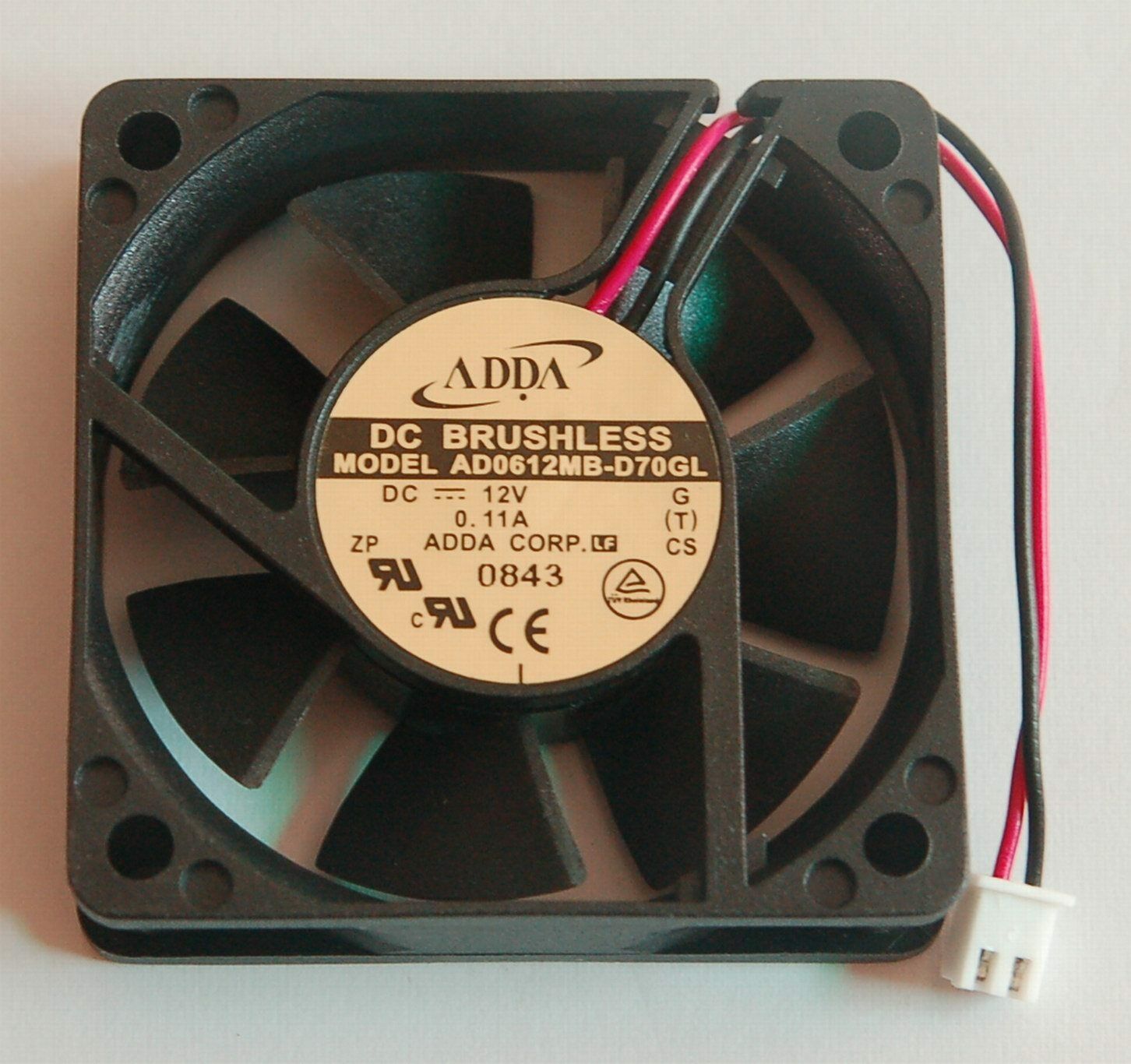For ADDA AD0612MB-D70GL fan 60*60*15mm DC12V 0.11A 2pin Cooling Fan