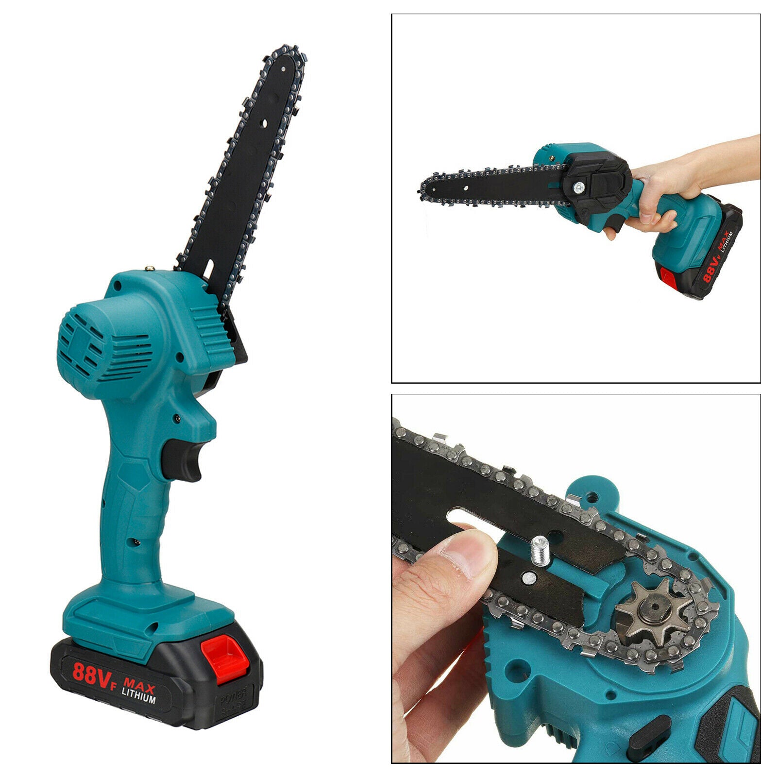 Handheld 6'' Electric Chain Saw Cordless Chain Wood Handy Saw Woodworking