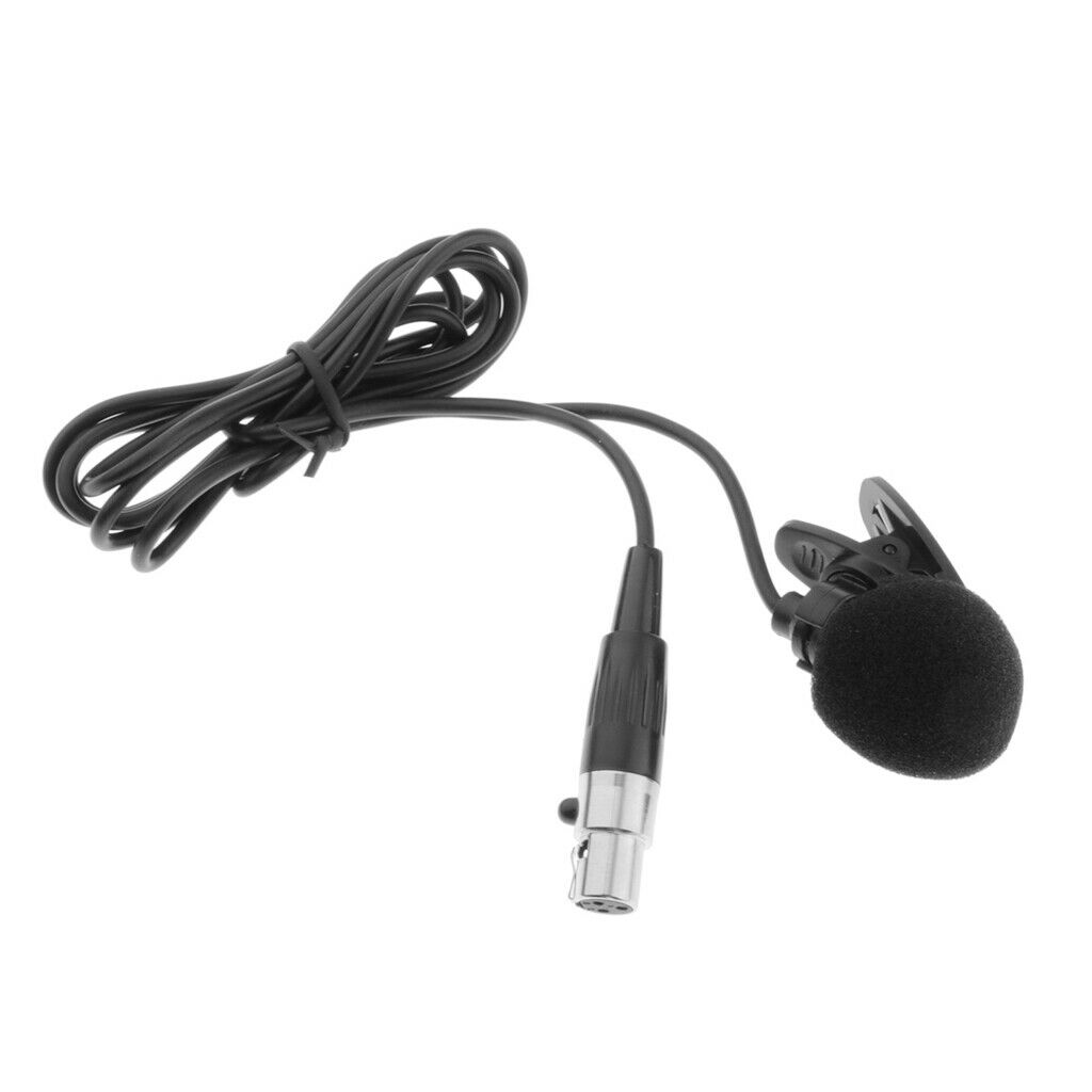 2x Pro 3/4Pins Clip On Lapel Mini Microphone Wireless Condenser XLR Lavalier Mic