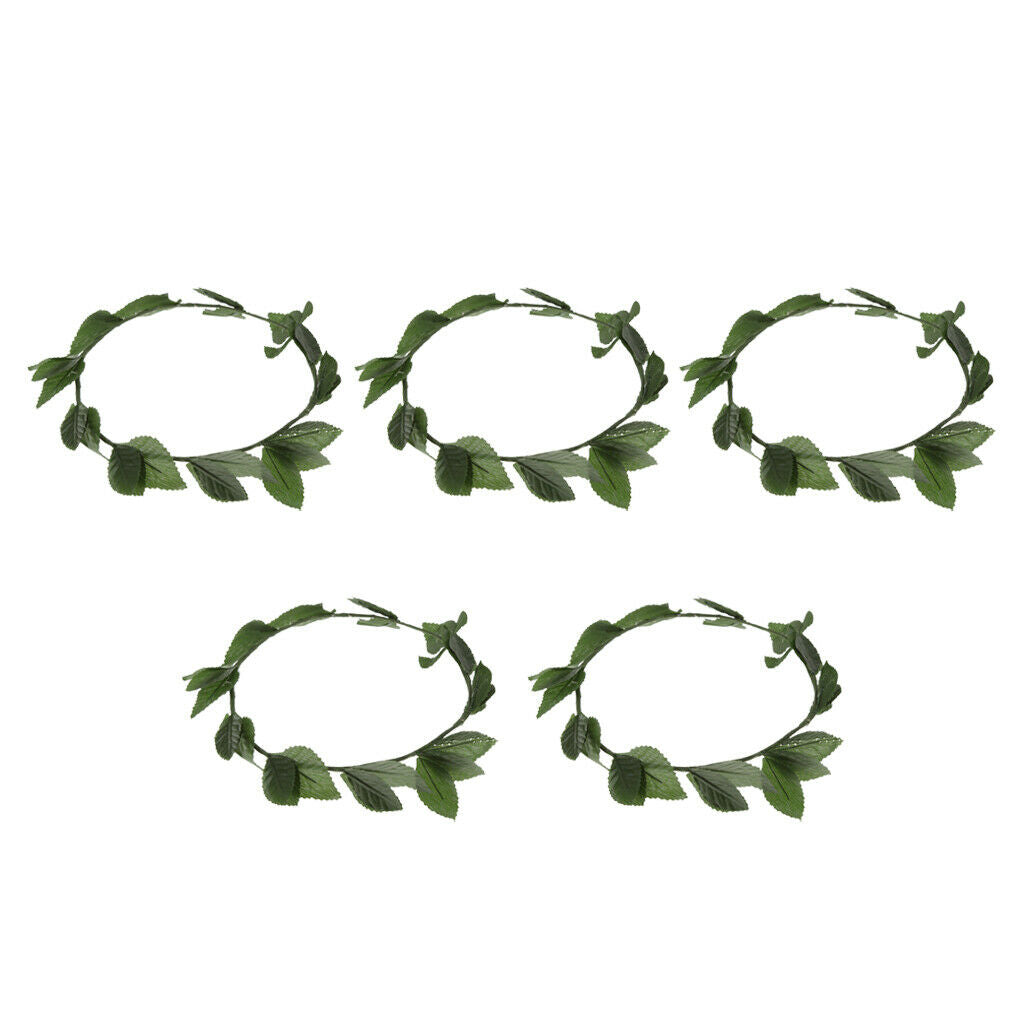 5pack Roman Greek Green Leaves Wreath Headpiece Hairband Toga Dress Up Party
