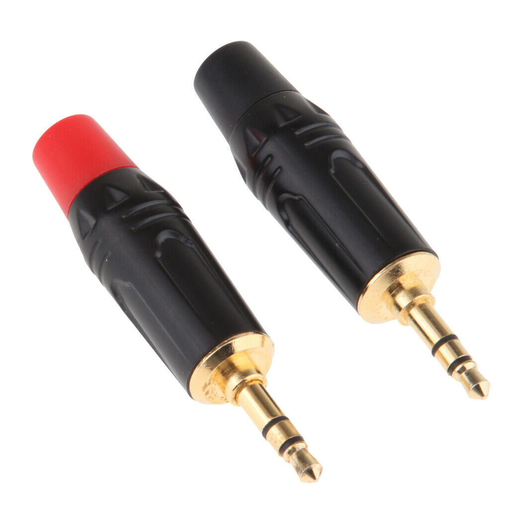 2x 3.5mm 3Pole Male Headphone Stereo   Plug Metal Audio Soldering Connector