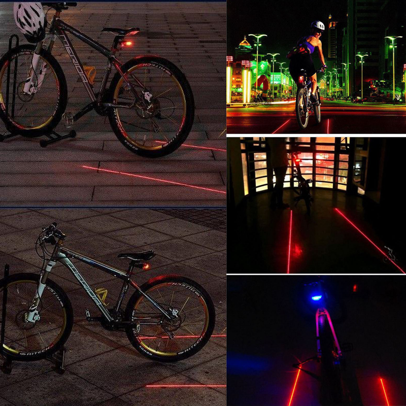 2Laser +5 LED Flashing Lamp Light Rear Cycling Bicycle Bike Tail Safety Warning