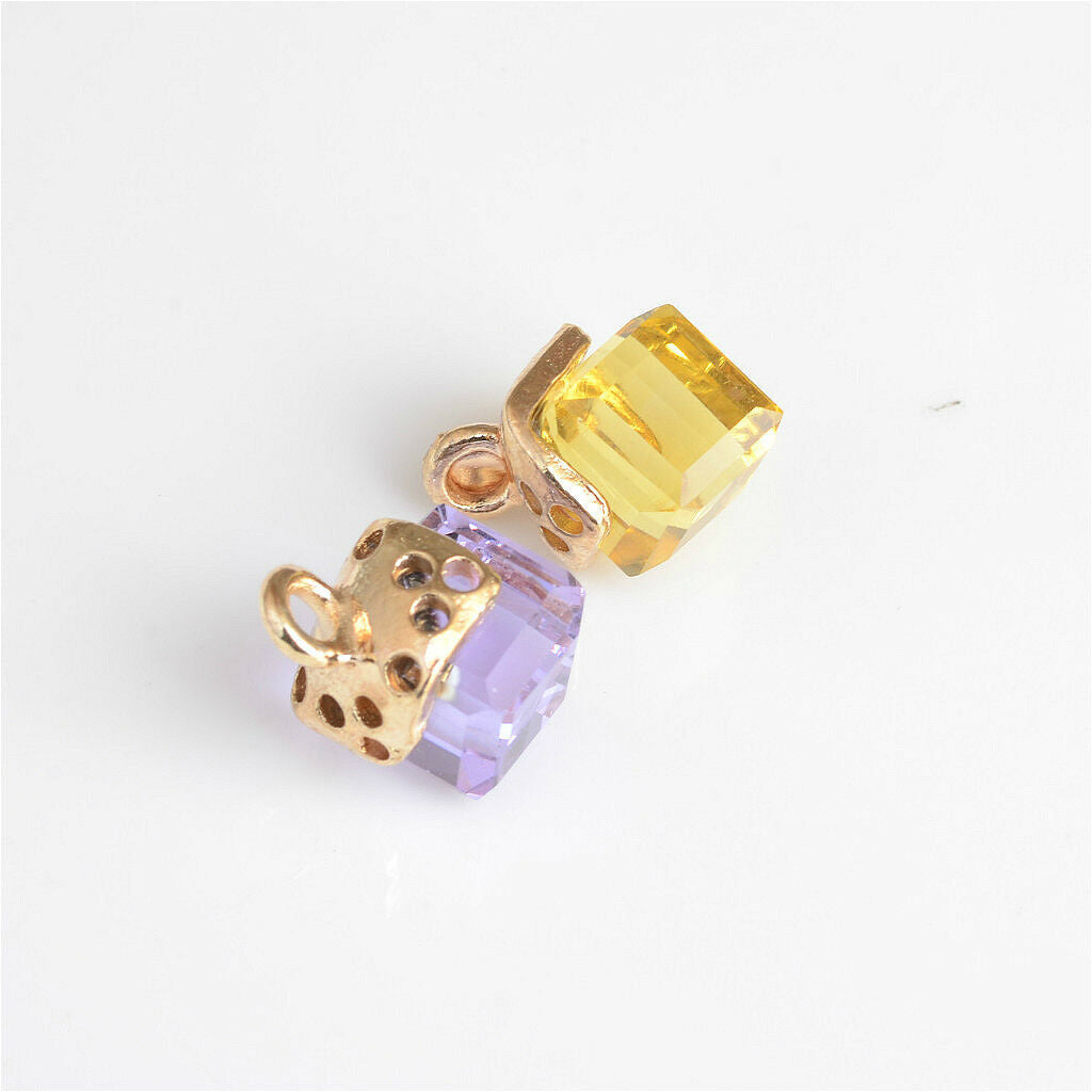 20pcs Alloy Cube Crystal Charms Pendants Jewelry Making Findings Accessories