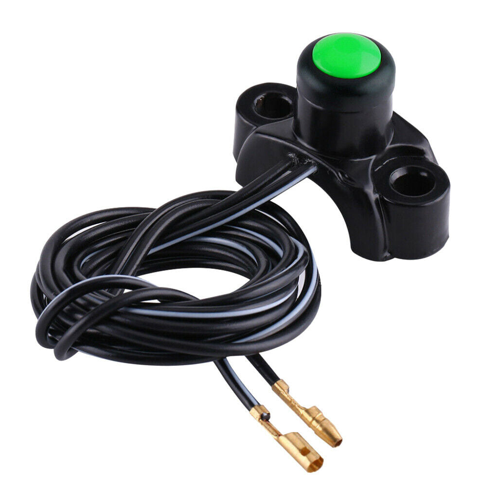 Motorcycle 22mm Handlebar Engine Kill Stop Start Button Switch Green+Black