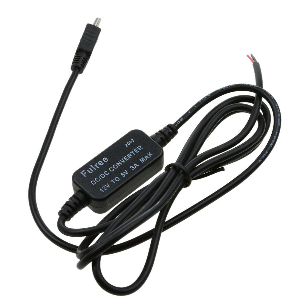 2x DC 12V to 5V Mini USB Wire Cable Car Charger for Camera Recorder DVR 1m