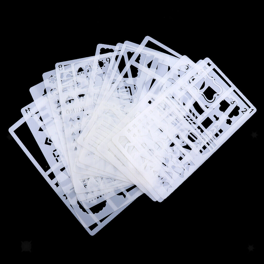 12x Plastic Journal Stencils Drawing Template Ruler for Bullet Journal Diary