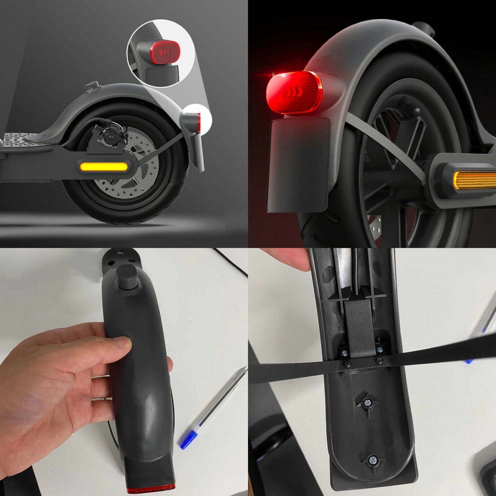 Rear Mudguard Fender Guard Taillight Kit For   M365/M365Pro 1S Pro2 Scooter