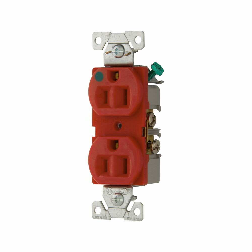 1pcs - EATON COOPER 8200RD 15A-125V NEMA 5-15R Hosptial Grade Duplex Receptacle