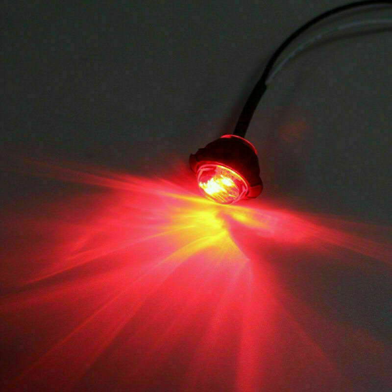 10x 3-LED Bullet Amber Red Light Round Side Marker 3/4" Mini 12V Trailer Truck
