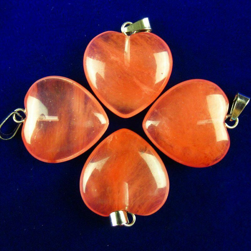 10pcs 20x20x6mm Red Volcano Cherry Quartz Heart 34g Pendant Bead A-231SK
