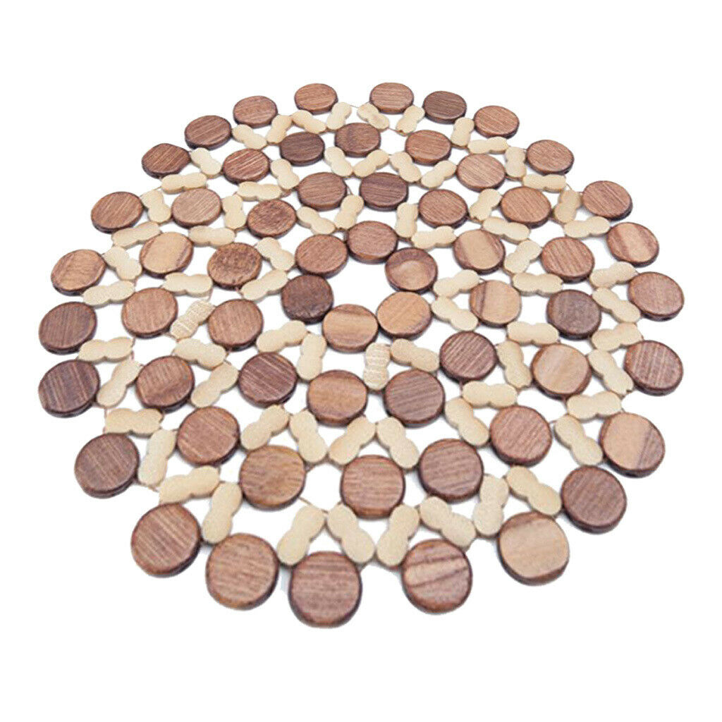 3xHollow Bamboo Trivets Wood Trivets for Table Hotpads for Kitchen Dia 22cm
