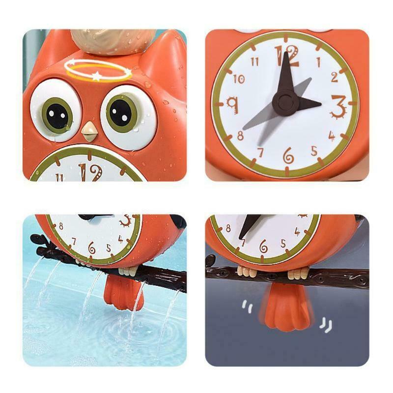 Rotatable Baby Bath Set Toys Owl Clock Cup for Infants Baby Boys
