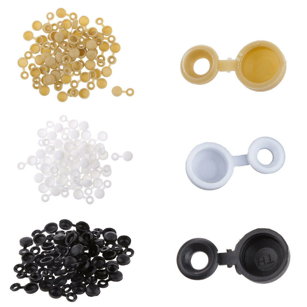 Pack of 50 Pieces Hinged Plastic Screw Washer Cover for 6g 8g Screws Black