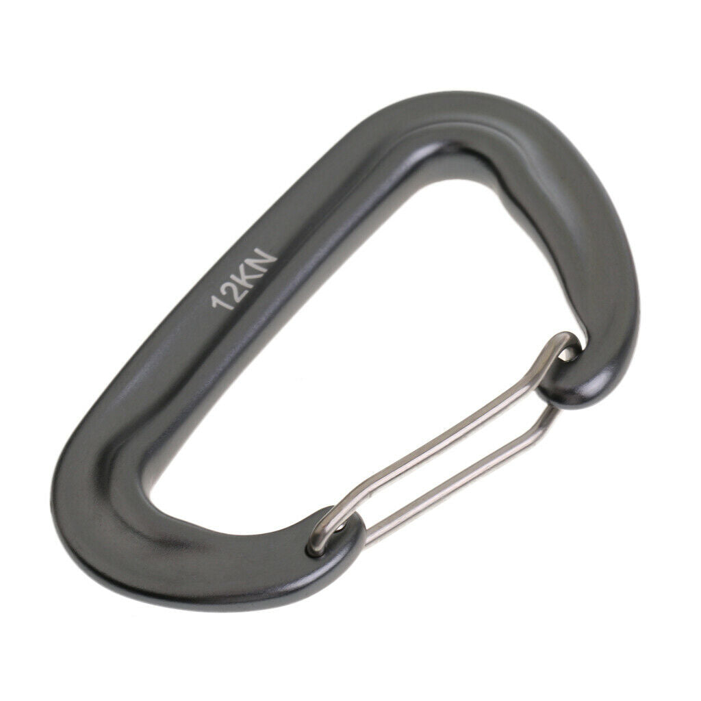 12KN Aluminium Carabiner Clip For Hammocks Climbing Backpack Hook Metal Gray