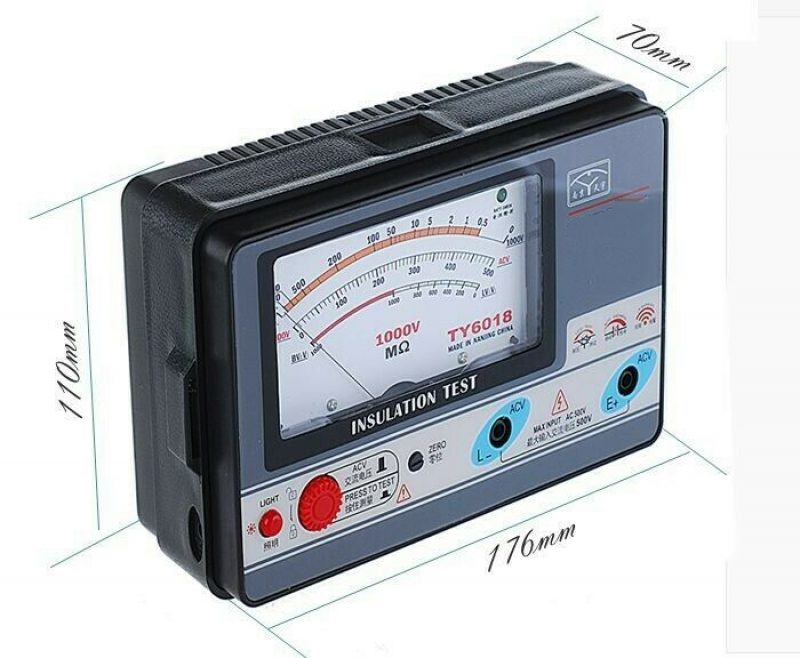 1000V Insulation Resistance Meter 0.5-2000M Analog Insulation Tester