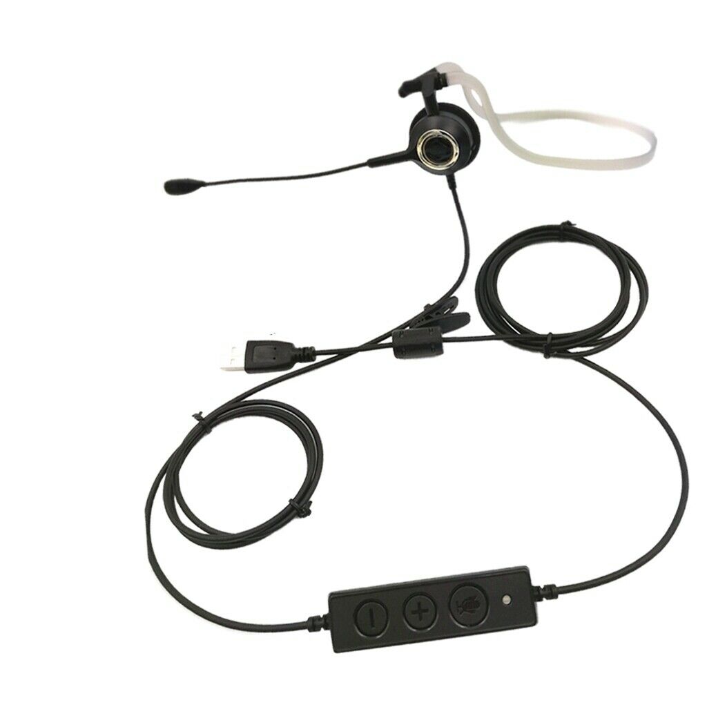 Rear Mounted Monaural Noise Cancelling Neckband USB Port Headset with Mic
