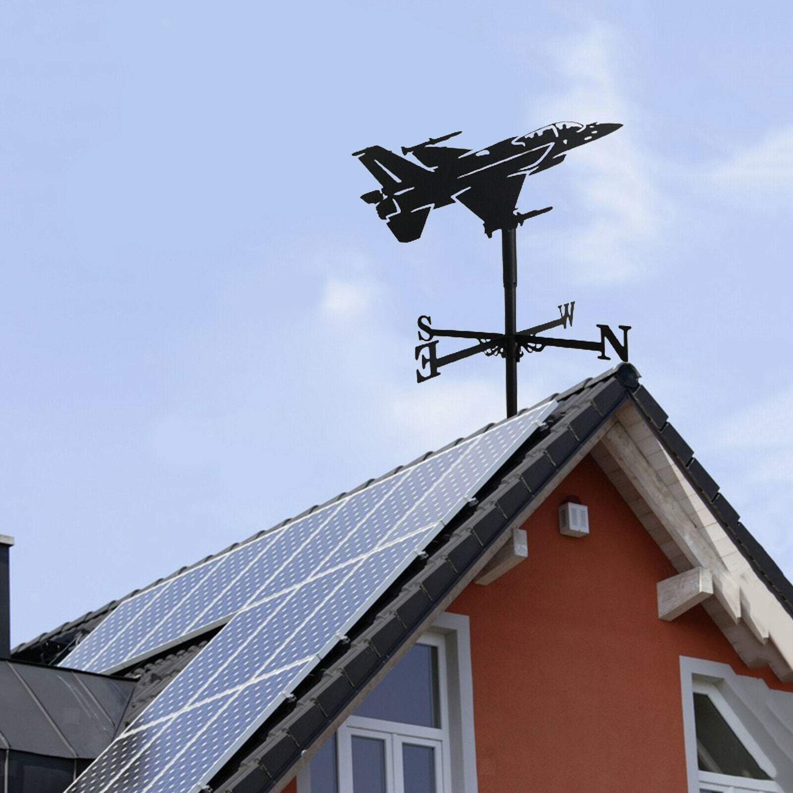 Retro Weathervane with Aircraft Silhouette Outdoor Garden Measuring Tool