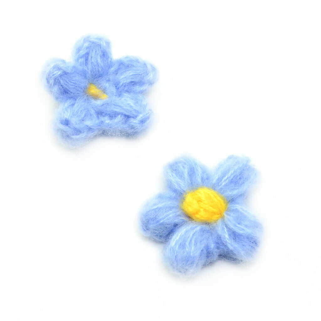 10 Pcs Crochet Flower Wool Yarn Flowers Handmade Crocheted Flower Applications